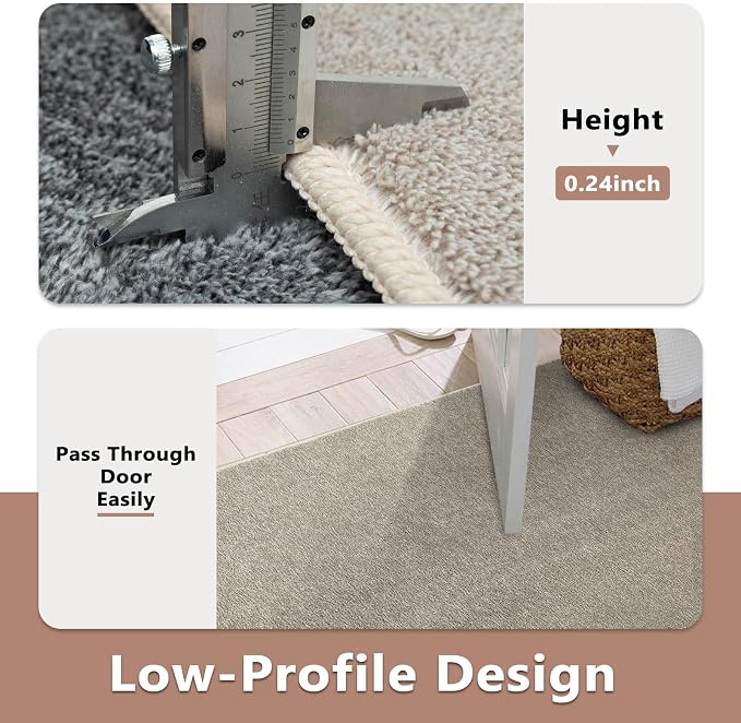 FinRèc 6x9 Washable Area Rugs for Bedroom Living Room, Low Pile Thin Rug Solid - Image 6