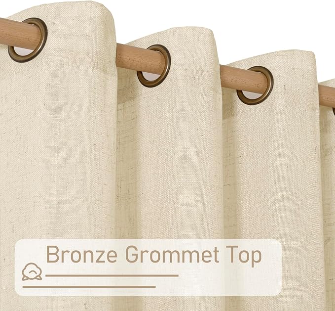 LAMIT Beige Linen Curtains 60 Inch Length - Image 4