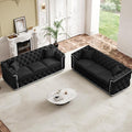 Luxury Chesterfield Sofa Set of 2, Velvet Tufted Couch Victorian Black and by Nolohoo