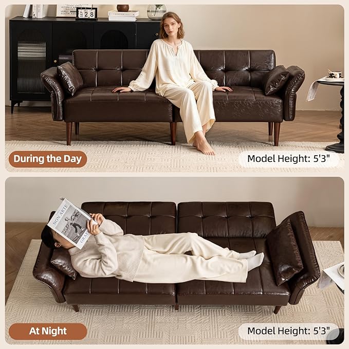 HALLYBEE 85” Futon Sofa Bed, Sleeper Sofa, Small Couch - Image 4