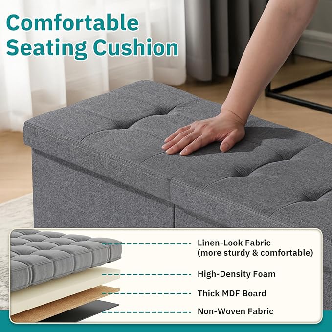 35-INCH Storage Ottoman Bench, Footrest - Image 4