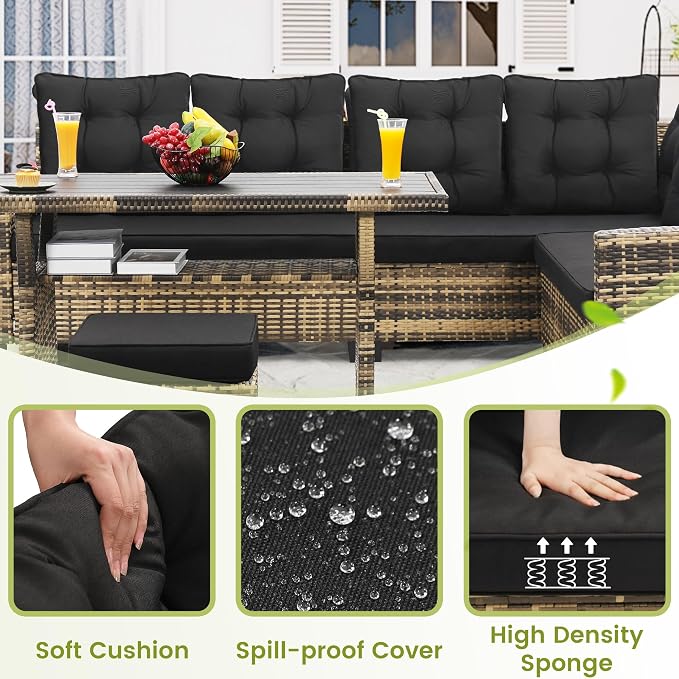 KROFEM 6-Piece Patio Furniture Set, Outdoor Sectional Sofa - Image 3