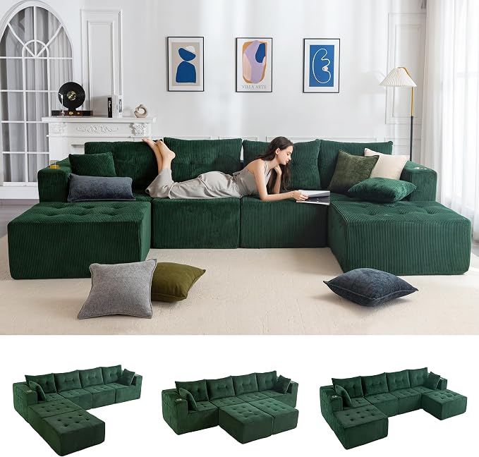 MAXYOYO 129.5" Modular Sectional Sofa Couch, U Shaped Modern Cloud Couch by MAXYOYO