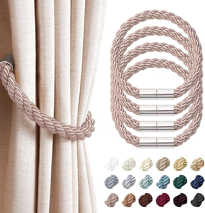 NICEEC 4 Pack Strong Magnetic Curtain Tiebacks Modern Simple Style Drape Tie by NICEEC