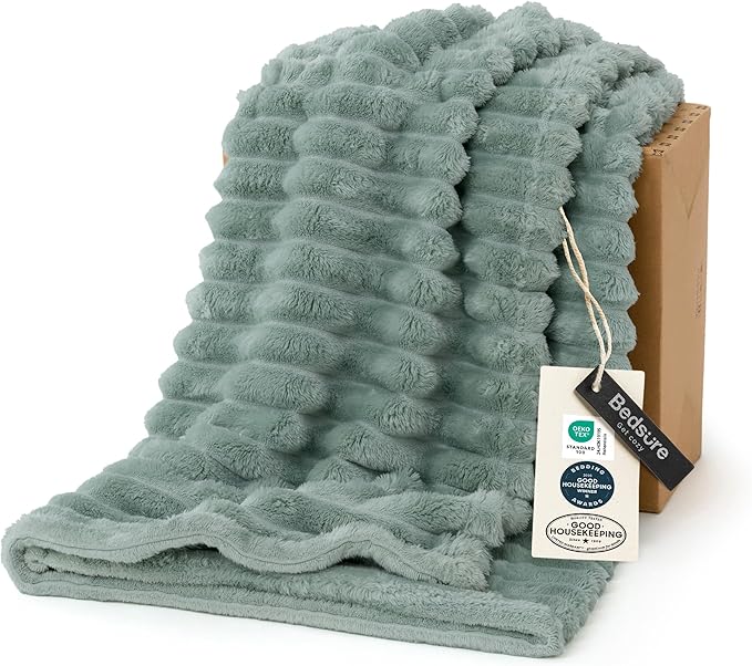 Bedsure GentleSoft Sage Green Throw Blanket by BEDSURE