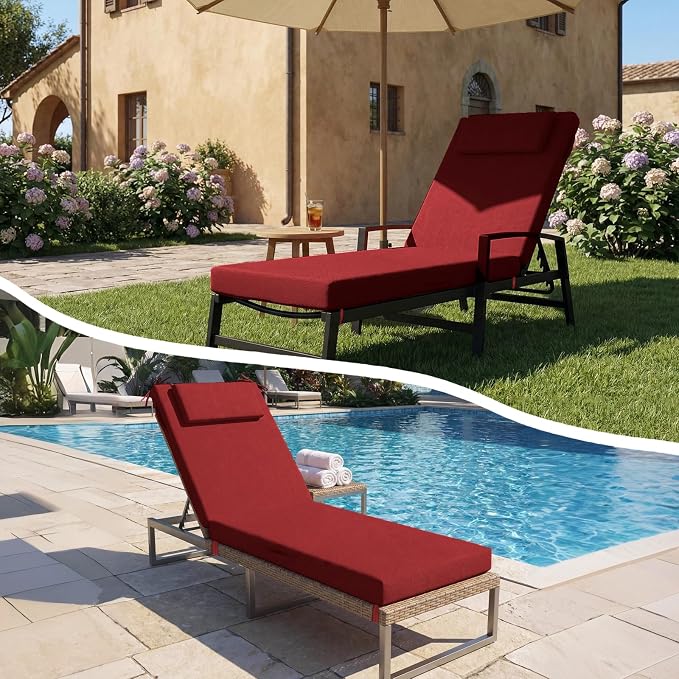 Outdoor Chaise Lounge Cushions, 71x21 Inch Olefin Water & Fade Resistant Pool - Image 7