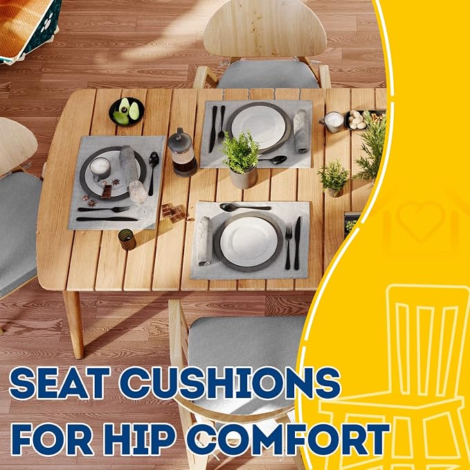 AAAAAcessories D-Shaped Chair Cushions, Machine-Washable Cover, Light Gray - Image 8