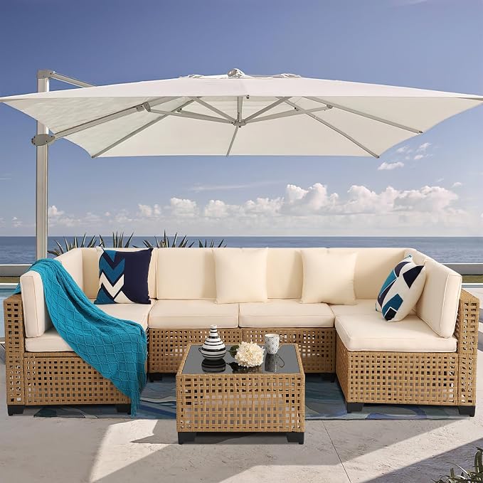 KIGOTY 7-Piece Patio Furniture Set, All-Weather PE Rattan Outdoor Sectional Sofa by KIGOTY