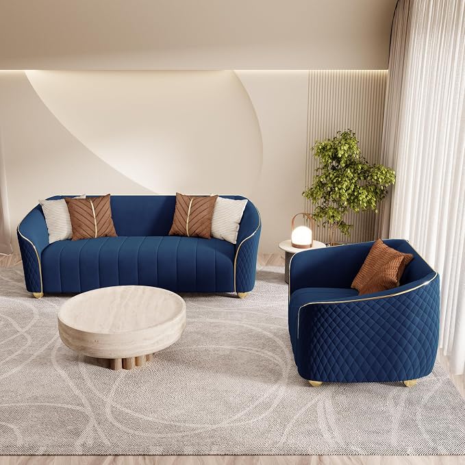 3-Piece Luxury Velvet Sofa Set for Living Room, Elegant Design Couch Set - Image 6