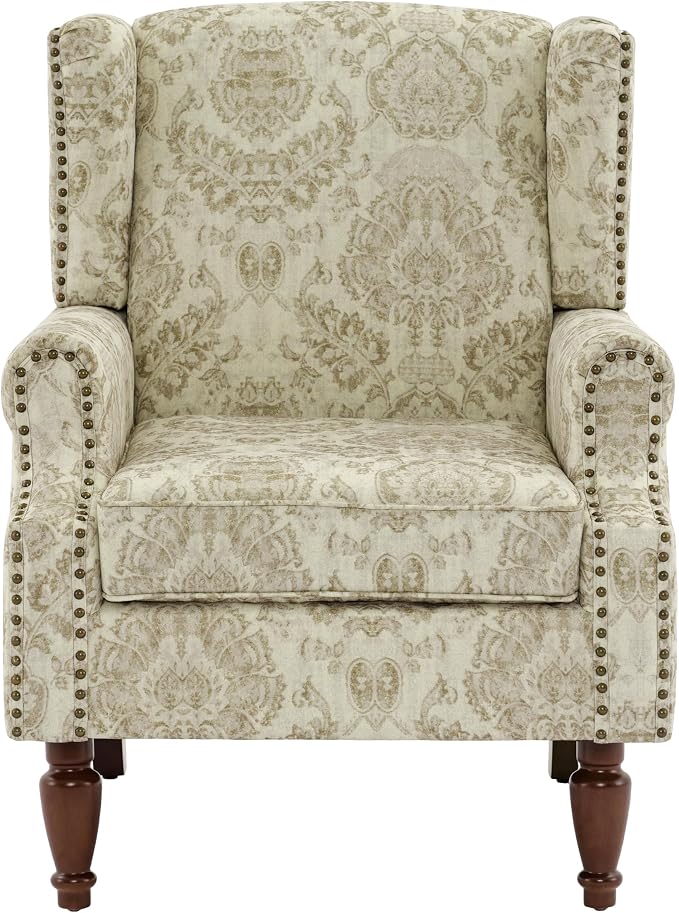 Pia Ricco Set of 2 Floral Accent Chairs, High Back Upholstered Armchairs - Image 6