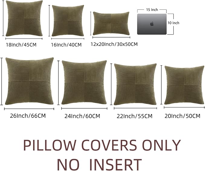 Fancy Homi 2 Packs Olive Green Decorative Throw Pillow Covers 20x20 Inch - Image 8