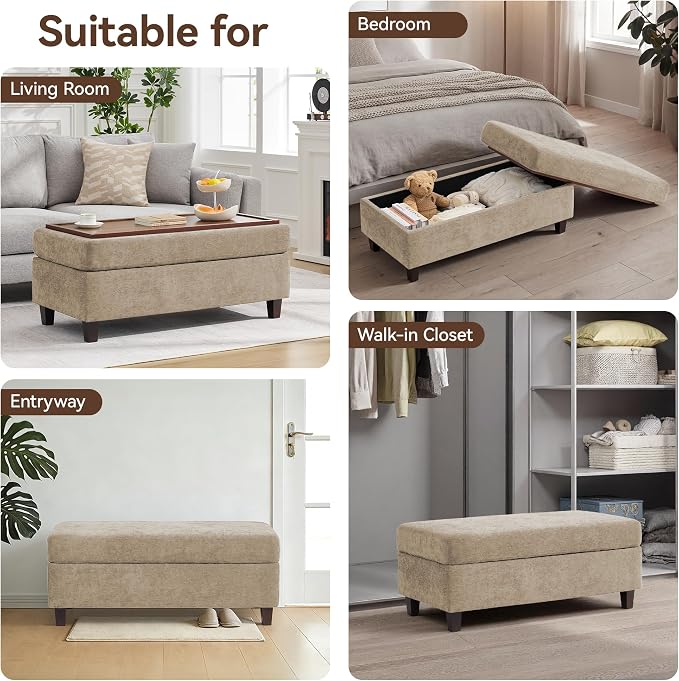 45 Inch Large Storage Ottoman Bench - Image 7
