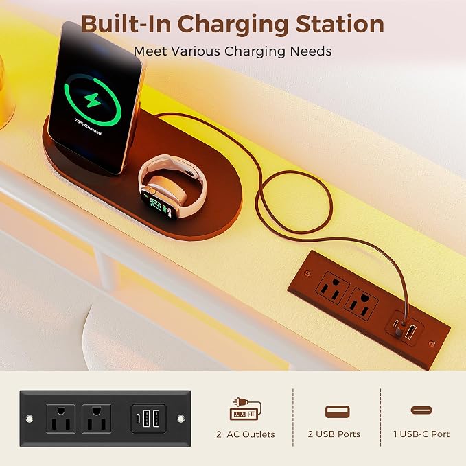 Twin Size Bed Frame with LED Storage Headboard & 2 Storage Drawers, Velvet - Image 5