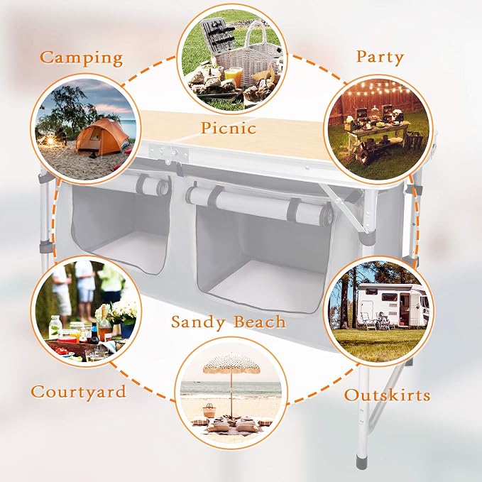 Folding Camping Table with Storage Lightweight Camp Tables Portable - Image 6