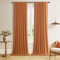 Guken Orange 100% Blackout Linen Curtains 90 Inch Length 2 Panels Set by Guken