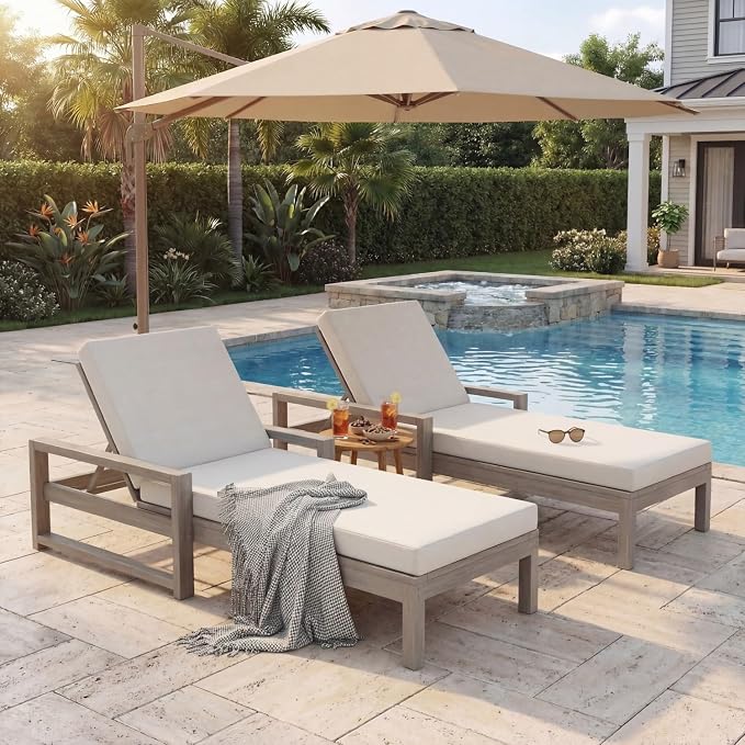 Outdoor Chaise Lounge Chair Set of 2, Patio Chaise Lounge Recliner by OwnMidcenzarQuality