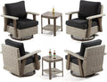 Joyside Outdoor Swivel Rocker Patio Chair Set of 4 and 2 Matching Side Tables by Joyside