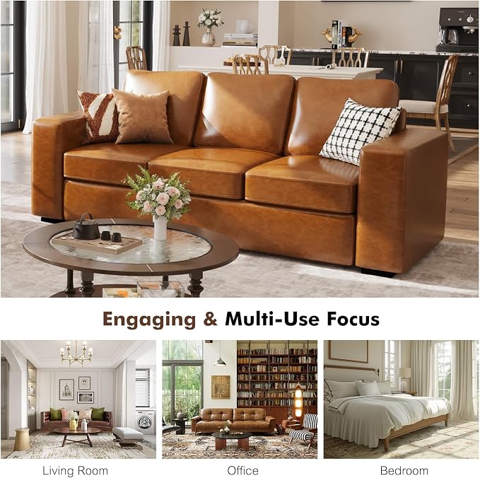 ABCASA Loveseat Set of 2, Living Room Furniture Set, Oversized Faxu Leather Sofa - Image 3