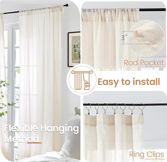 BGment Short Linen Curtains 36 Inch Length - Image 6