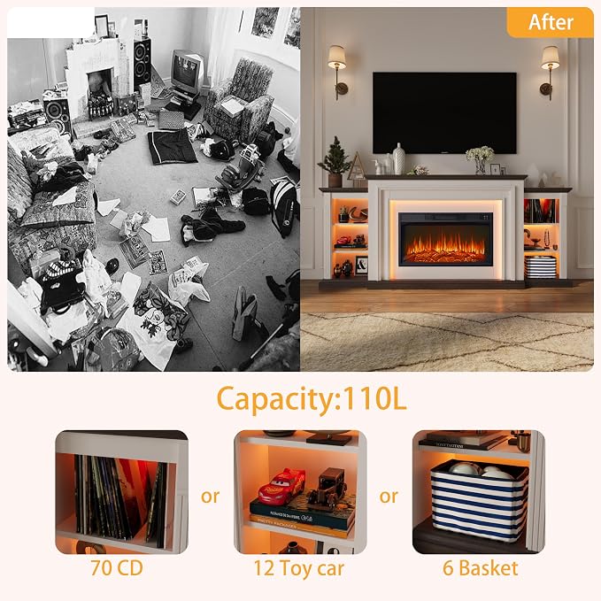 80" LED Lights Electric Fireplace - Image 4