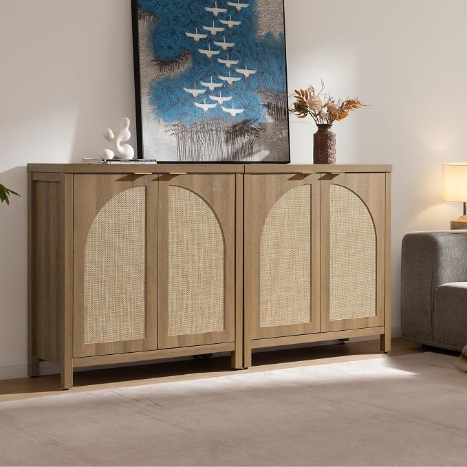 SICOTAS 102" W Rattan Sideboard Buffet Cabinet - Image 7