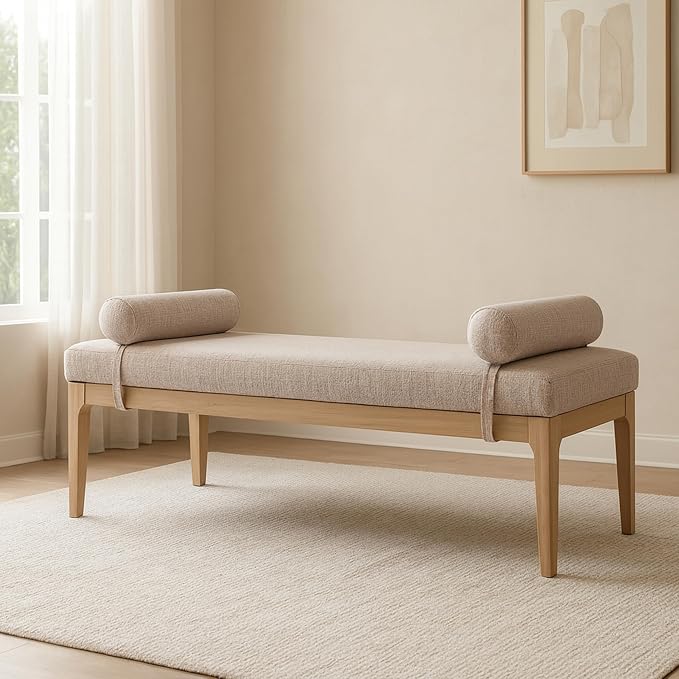 Meridian Furniture 22072Beige Priscilla Collection Art Deco Bench - Image 2