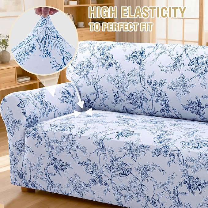 H.VERSAILTEX Floral Pattern Loveseat Cover Printed 2 Cushion Sofa Cover High - Image 6