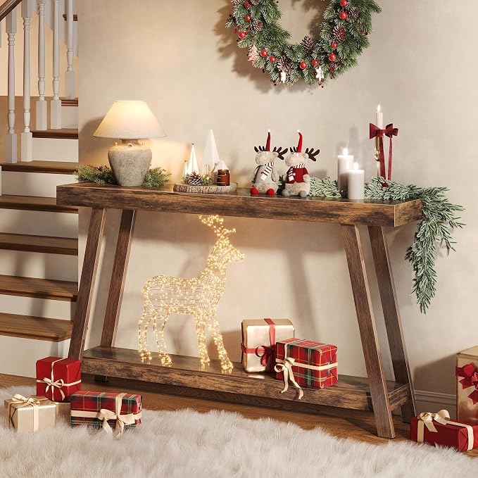 Huuger Console Table with Charging Station, USB-C Port, 2 Tiers Entryway Table - Image 6
