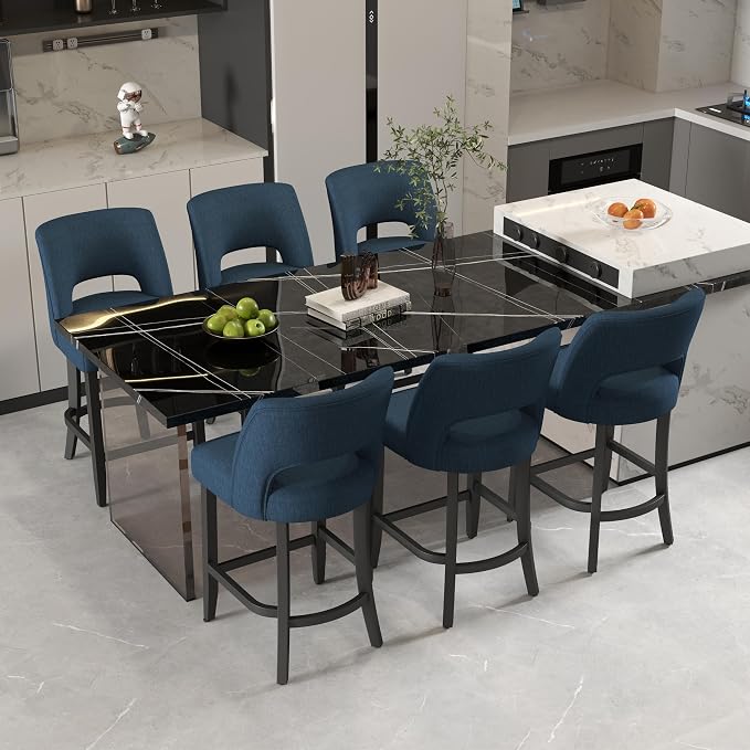 VKNOW Bar Stools Set of 6, Modern Counter Height Bar Stools - Image 3