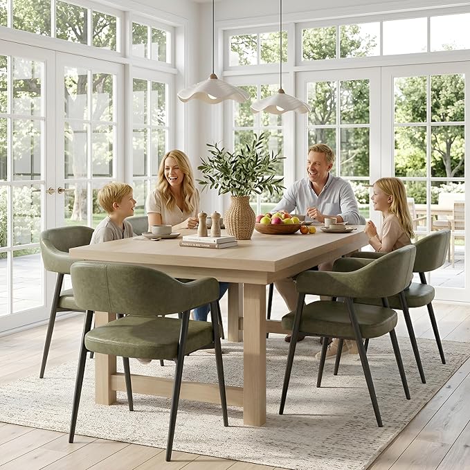 HNY Modern Dining Room Arm Chairs Set of 4, Open-Back Kitchen Side Chairs - Image 8