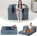 Folding Bean Bag Chair for Adults, 3-in-1 Bean Bag Couch Faux Fur Floor Sofa by Cansunna