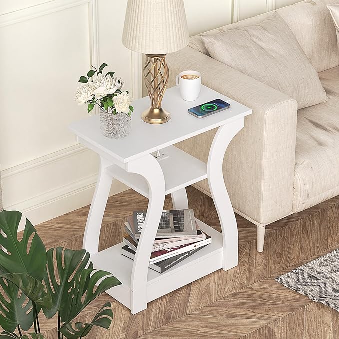 FROMJBEST End Tables Living Room Set of 2, End White Table - Image 4