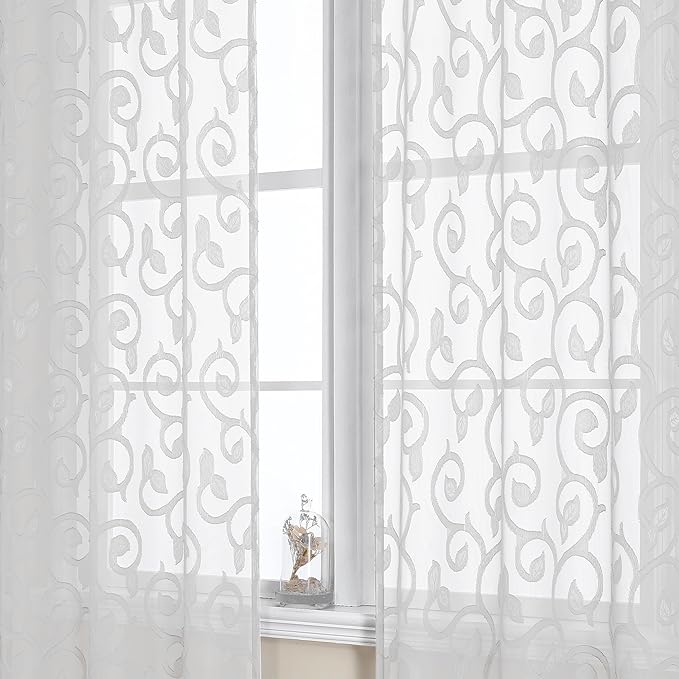 OWENIE Furman Sheer White Curtains 90 inches Long - Image 7