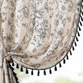 jinchan Linen Curtains Floral Curtains Living Room 96 Inch Long Printed by JINCHAN