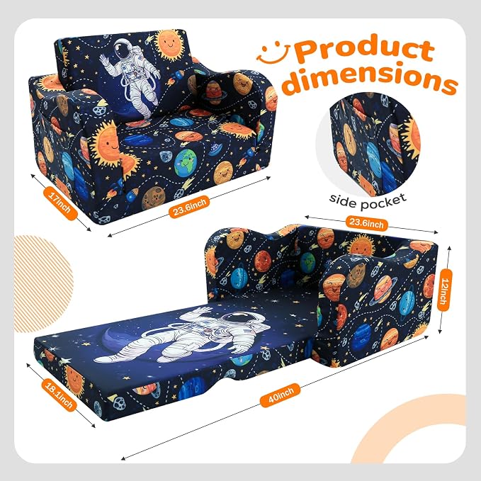 MeMoreCool Folding Kids Couch – 2-in-1 Toddler Sofa Bed & Lounge Chair | - Image 3