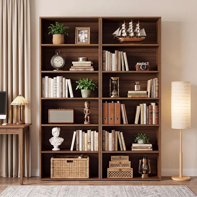 IRONCK Bookshelves and Bookcases Set of 2 Floor Standing 6 Tiers Display - Image 4