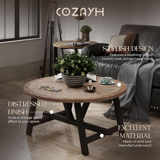 COZAYH Rustic Farmhouse End Table - Image 4
