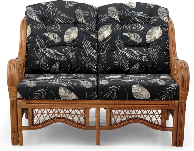 Malibu Lounge Loveseat Sofa Natural Rattan Wicker Handmade Design, Colonial - Image 3