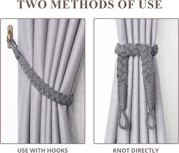 NICEEC 4 Pack Natural Cotton Rope Curtain Tiebacks Elegant Boho Style - Image 5