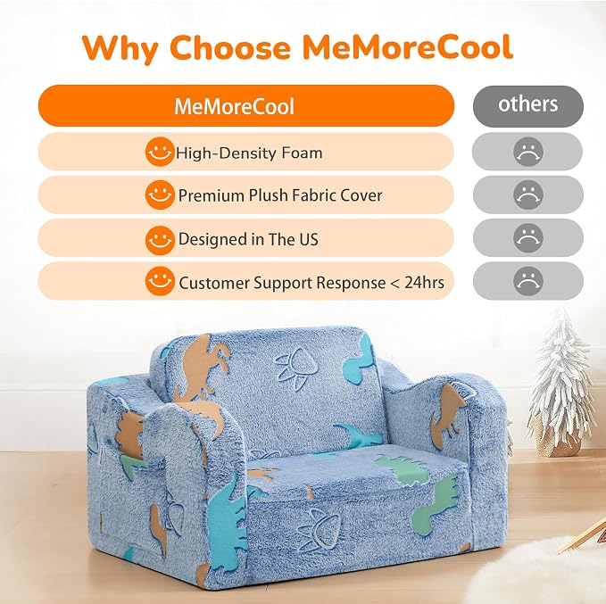 MeMoreCool Glowing Dinosaur Kids Chair, Glow-in-the-Dark Kids Couch - Image 6