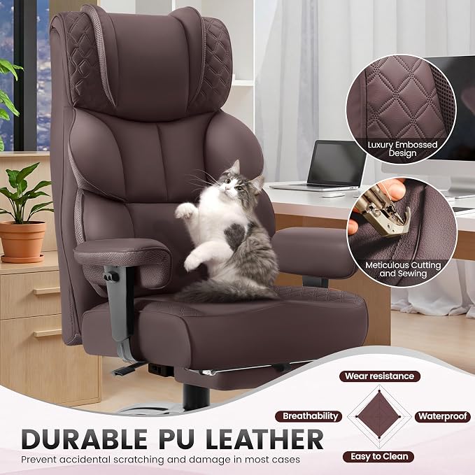 BestGlory Office Desk Chair, Big and Tall Leather Gaming Chair - Image 4