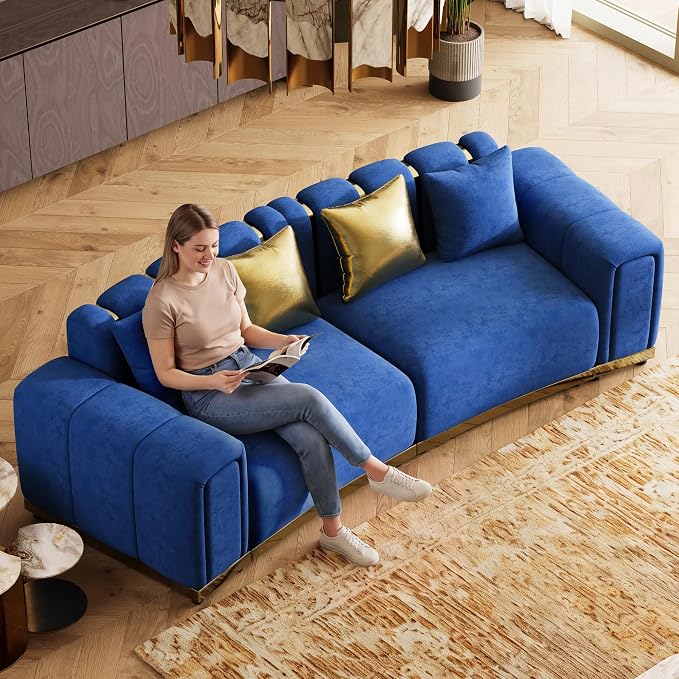 104" Oversized Velvet Chesterfield Couch - Image 6