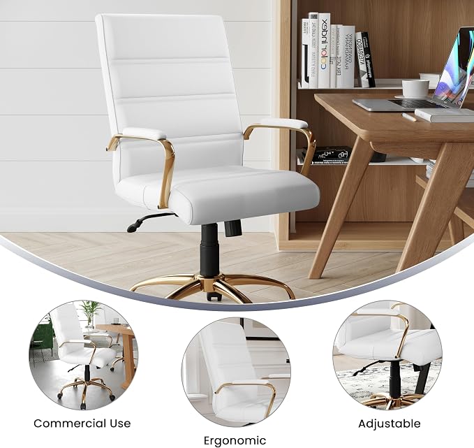 Flash Furniture Whitney Mid-Back Swivel LeatherSoft Desk Chair - Image 5