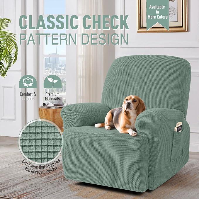 TAOCOCO Recliner Cover 4-Pieces, Recliner Stretch Sofa Slipcover, Recliner - Image 2