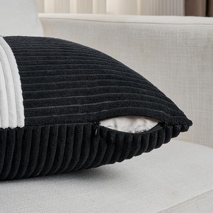 Fancy Homi Set of 2 Black White Decorative Throw Pillow Covers 16x16 Inch - Image 4