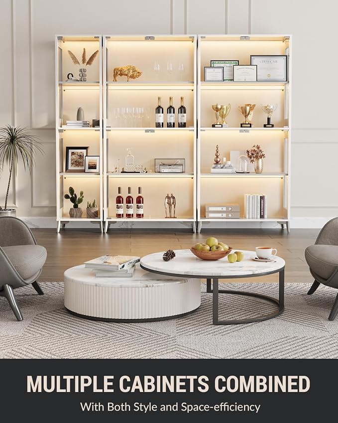 Display Cabinet with Glass Doors, 4-Tier Curio Cabinet, Adjustable Shelves - Image 8