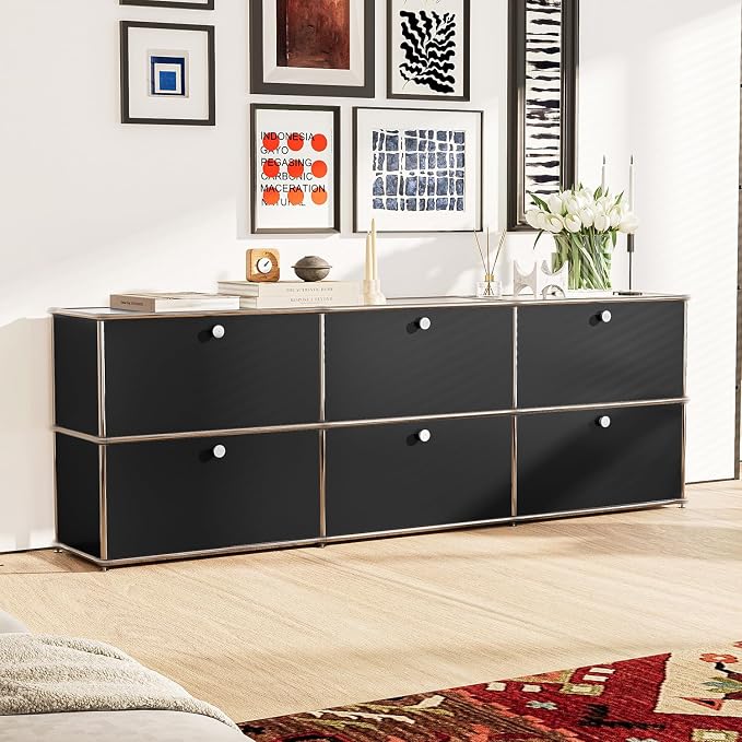 Modern Storage Cabinet Black H, Home Office Cabinet, Versatile Free-Standing - Image 2