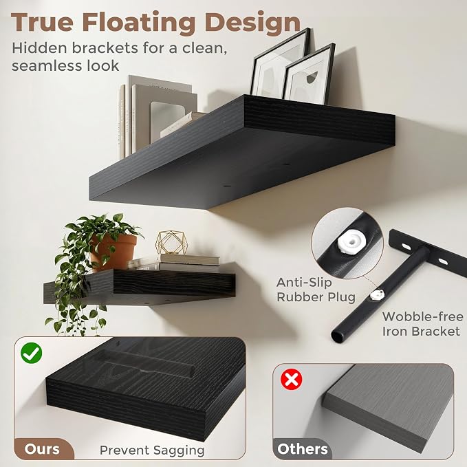 12 inch Deep Floating Shelves for Wall, 48 inch Wide Engineered Wood Wall - Image 4