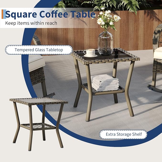 Outdoor Wicker Rocking Chair, Patio Rattan Rocker Chair - Image 6