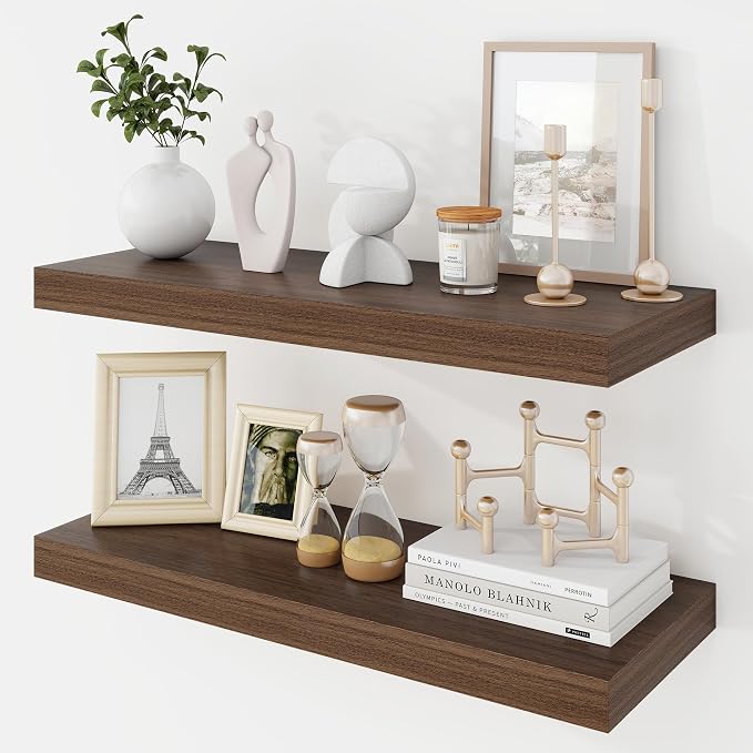 Acovy 24 Inch Floating Shelves, 9.3" Deep Floating Shelf Wall Mounted, Rustic by Acovy